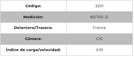 Llanta para moto 80/100-21 (TT) Tipo Tubo Modelo TXC Marca Technic Brasil