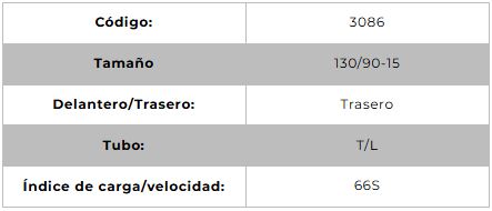 Llanta para moto 130/90-15 (TL) Tipo Tubular Modelo IRON Marca Technic Brasil